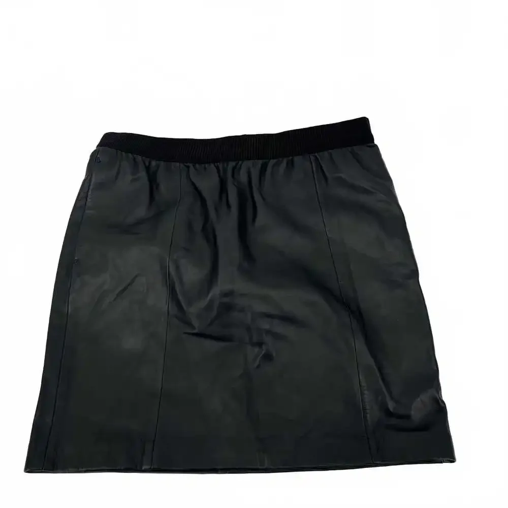 LOFT Black Leather Skirt Mini A-Line | Women’s Regular, 4